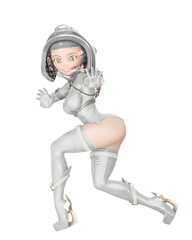 pin up astronaut cartoon in action