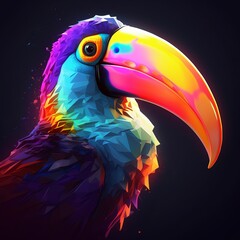 Bright Colored Toucan Bird Portrait Digital Generated Illustration