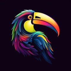 Obraz premium Bright Colored Toucan Bird Portrait Digital Generated Illustration