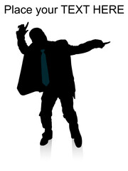 dancing adult businessman on an isolated white background