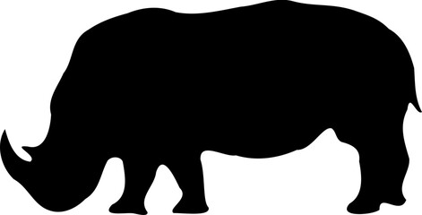 A Isolated Rhinoceros silhouette on white