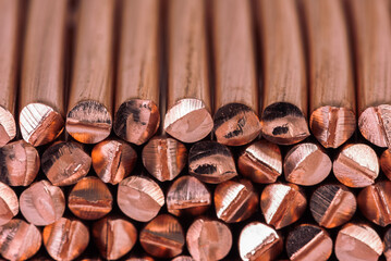 Close-up Copper Rod Scrap Raw Material