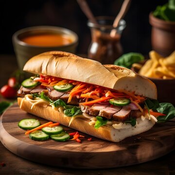 Vietnamese banh mi sandwich fresh and tangy