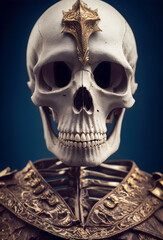 Portrait of a fictitious skeleton warrior. Art generative. Generative AI