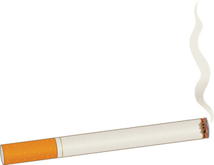 A single lit cigarette with a billow of smoke