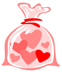 Ornate bag with hearts isolated on a white background.