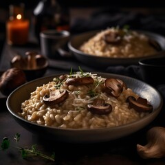 A Rich and Creamy Mushroom Risotto with Parmesan Cheese