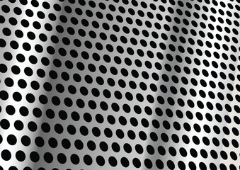 Perforated metallic look surface over black background