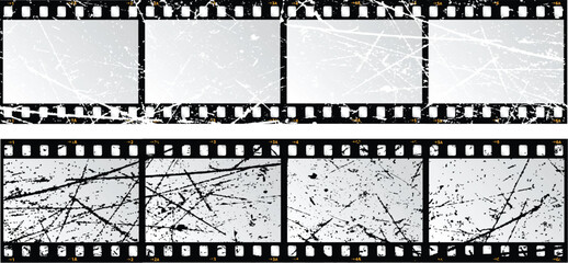 Film strips with a grunge texture