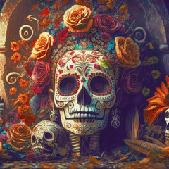 Dia de los muertos, Mexican Feast of the Dead, Day of the Dead and Halloween