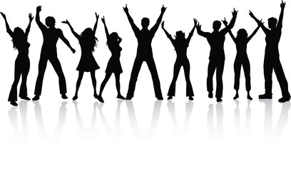 Silhouettes of people dancing