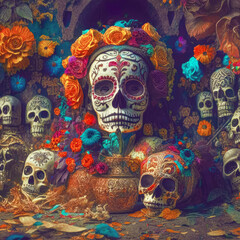 Dia de los muertos, Mexican Feast of the Dead, Day of the Dead and Halloween