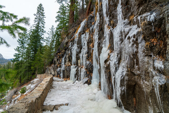 Ice And Snow On The Trail In Yosemite National Park