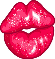 Vector illustration of smiling shiny red kissing lips