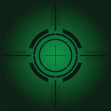 Gun sight over green simulating night vision