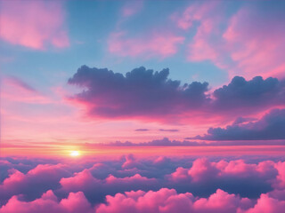 Sunset in the pink clouds.
