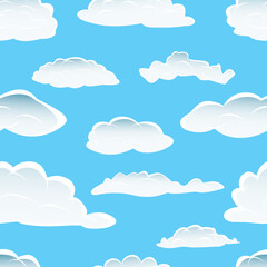 Seamless fluffy cloudy background for design use
