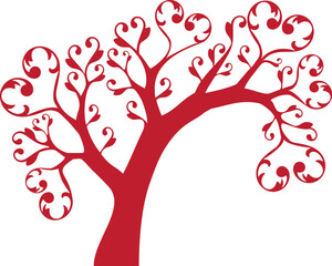 Fototapeta na wymiar ornamental tree with heart swirls