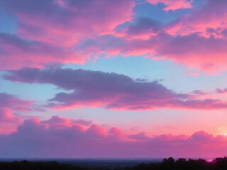 Fototapeta na wymiar Sunset in the pink clouds. Generated AI