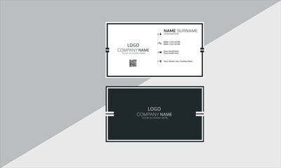 Double-sided creative business card template. landscape orientation. vertical layout. Vector illustration. Abstract and simple business card design. Dark and white with personal business card .