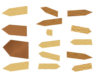 Set of wooden vector  blank arrows for your text