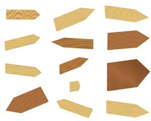 Set of wooden vector  blank arrows for your text
