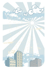 Obraz premium Urban landscape with space for text. Al EPS8