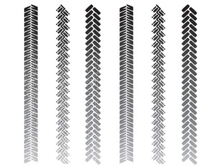 Set of clean and muddy tyre tracks for use in your designs.