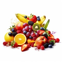 Fruit mix over white background 