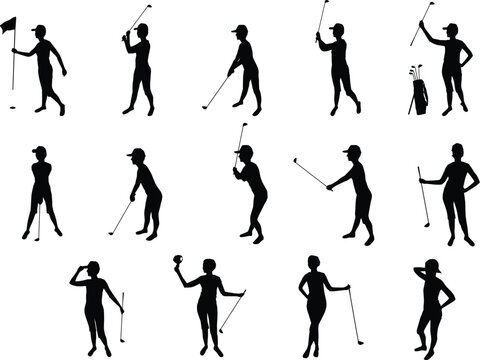girl and golf silhouettes