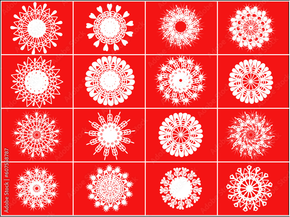 Sticker Twelve beautiful different snowflakes - vector