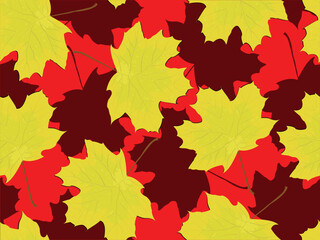 Seamless pattern - autumn falling maple leaves in a vector