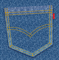 vector illustration - blue jeans pocket