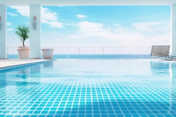 stock photo of swimming pool on the apartment beach vibe photography Generative AI