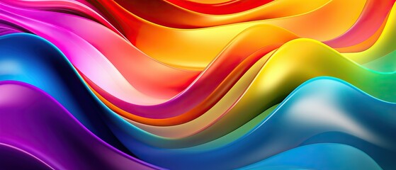 Rainbow Wavy Satin Background for presentation design. Suit for business, corporate, institution, party, festive, seminar, and talks