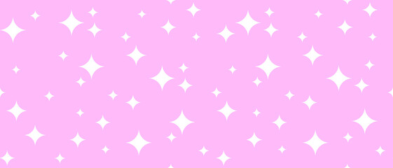 Simple Vintage Y2K Style Starry Seamless Vector Pattern. Trendy Geometric Print with White Stars Isolated on a Bright Pink Background. Creative Minimalist Endless Design ideal for Fabric. RGB Color.