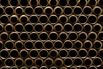 tubes arranged in a honeycomb.