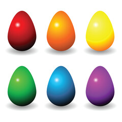 Easter eggs with different colors over white background