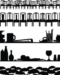 Obraz premium Set of five editable vector silhouette foregrounds