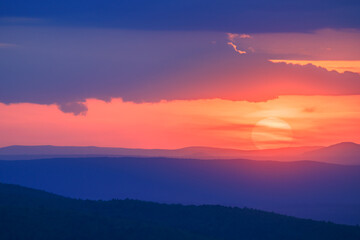 Colorful Sunset in Blue Ridge Mountains