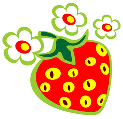 Ornate strawberry isolated on a white background. Digital illustration.