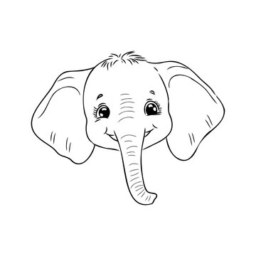 Elephant for coloring book.Line art design for kids coloring page. Coloring page outline of cartoon elephant.