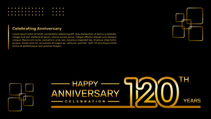 120th year anniversary template design with gold color, vector template illustration