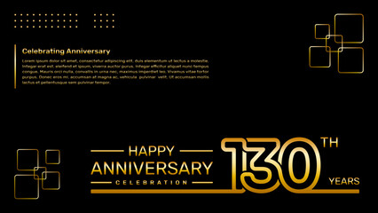 130th year anniversary template design with gold color, vector template illustration