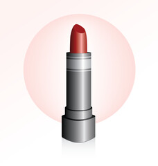 Illustration of a tube of red lipstick. File contains linear gradients and blends. All colours created using global colour.