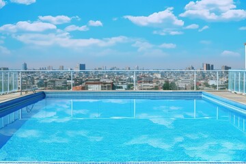 Fototapeta na wymiar stock photo of swimming pool on the apartment city view photography Generative AI