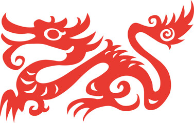 Obraz premium Traditional paper cut of a dragon.(fifth of Chinese Zodiac).