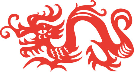 Traditional paper cut of a dragon.(fifth of Chinese Zodiac).