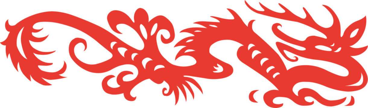 Traditional paper cut of a dragon.(fifth of Chinese Zodiac).