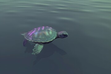 Green Turtle Swimming in a Clear Blue Ocean Generative AI